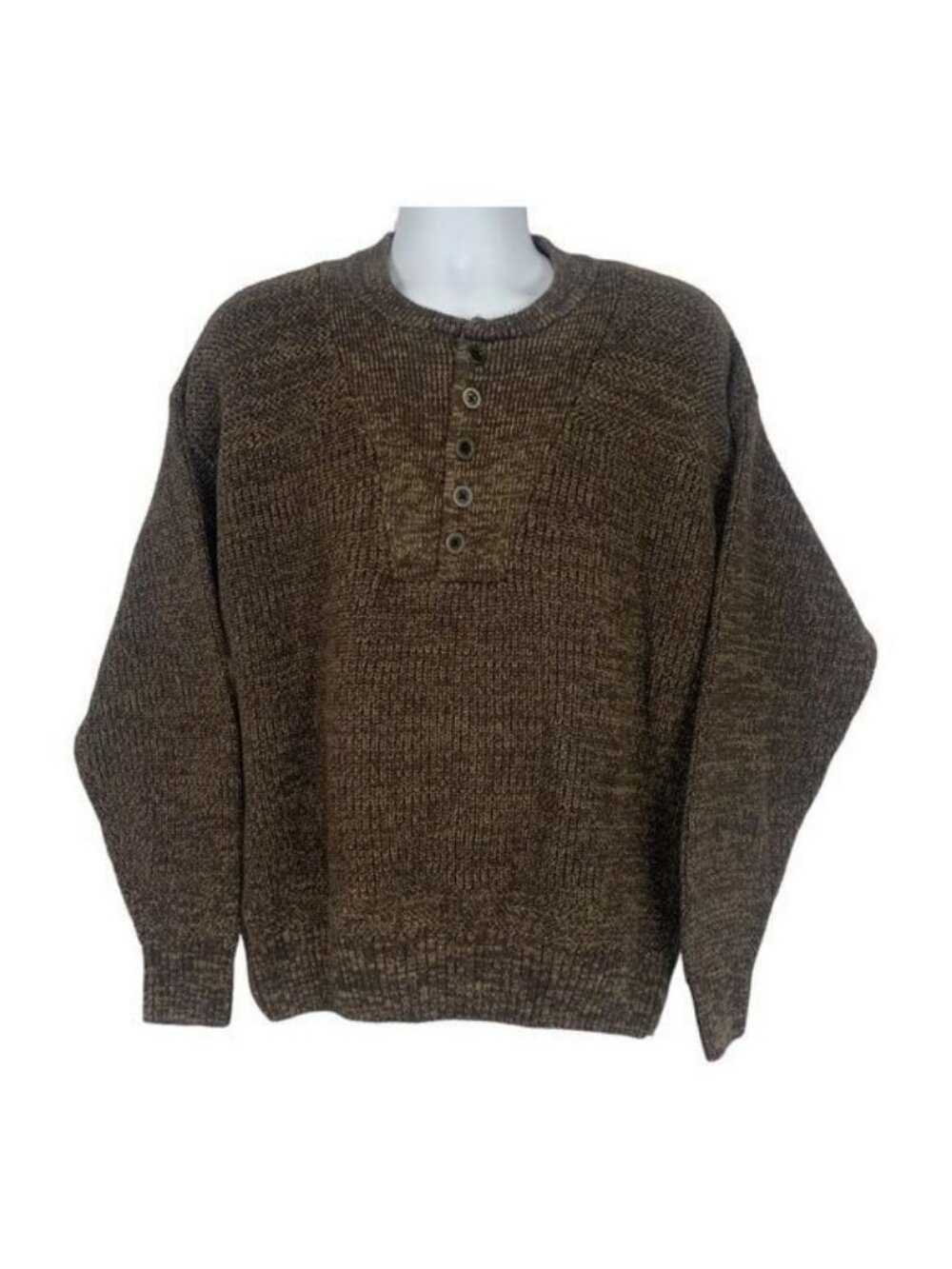 RedHead Mens Henley Sweater Brown L Cotton Blend Casual Outdoor Knit
